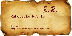 Rakovszky Réka névjegykártya
